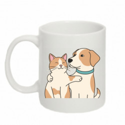 Кружка 320ml Собака обнимает кота - FATLINE Кружка 320ml Собака обнимает кота