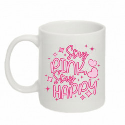 Кружка 320ml Stay Pink, Stay Happy. Леттеринг - FATLINE Кружка 320ml Stay Pink, Stay Happy. Леттеринг