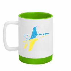 Кружка цветная с силиконовым дном 320ml Самолёт Украина - FATLINE Кружка цветная с силиконовым дном 320ml Самолёт Украина