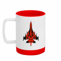 Кружка цветная с силиконовым дном 320ml The ghost of kyiv airplane with coat of arms - FATLINE Кружка цветная с силиконовым дном 320ml The ghost of kyiv airplane with coat of arms