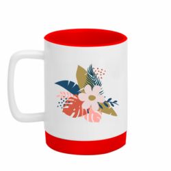 Кружка цветная с силиконовым дном 320ml Тропические листья - FATLINE Кружка цветная с силиконовым дном 320ml Тропические листья