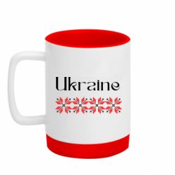 Кружка цветная с силиконовым дном 320ml Ukraine - вышитые кресты - FATLINE Кружка цветная с силиконовым дном 320ml Ukraine - вышитые кресты
