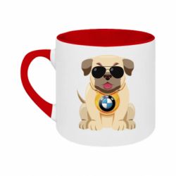 Кружка двоколірна 180ml Dog with a collar BMW - FATLINE Кружка двоколірна 180ml Dog with a collar BMW