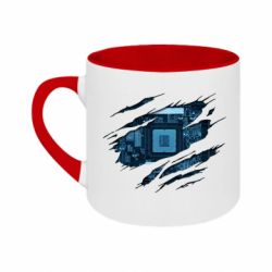 Кружка двухцветная 180ml Motherboard through the T-Shirt - FATLINE Кружка двухцветная 180ml Motherboard through the T-Shirt