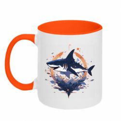 Кружка двухцветная 320ml Акула лого - FATLINE Кружка двухцветная 320ml Акула лого