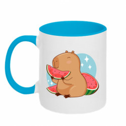 Кружка двухцветная 320ml Капибара с арбузом