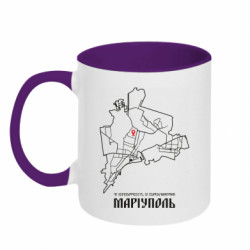 Кружка двухцветная 320ml Карта Мариуполь - FATLINE Кружка двухцветная 320ml Карта Мариуполь
