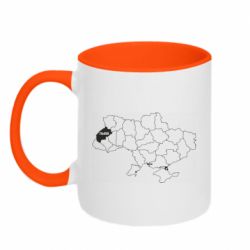 Кружка двухцветная 320ml Львов на карте Украины