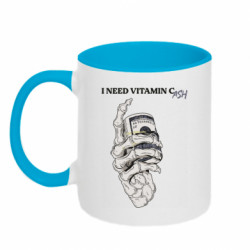 Кружка двухцветная 320ml I need vitamin Cash