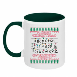 Кружка двухцветная 320ml Merry Christmas Stranger Things