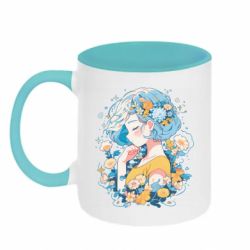 Кружка двухцветная 320ml мечтающая украиночка патриотка в цветах - FATLINE Кружка двухцветная 320ml мечтающая украиночка патриотка в цветах