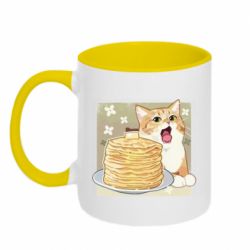 Кружка двухцветная 320ml Завтрак с котом