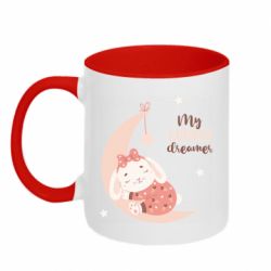 Кружка двоколірна 320ml Сплячий зайчик на Місяці - FATLINE Кружка двоколірна 320ml Сплячий зайчик на Місяці