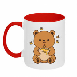 Кружка двухцветная 320ml Медвежонок обнимает горшок меда