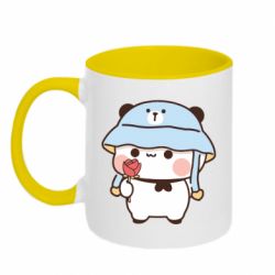 Кружка двоколірна 320ml Ведмедик з квіточкою - FATLINE Кружка двоколірна 320ml Ведмедик з квіточкою