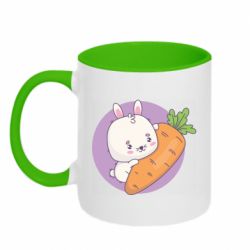 Кружка двоколірна 320ml Зайчик з морквою - FATLINE Кружка двоколірна 320ml Зайчик з морквою