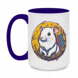 Кружка двухцветная 420ml Белая крыса - FATLINE Кружка двухцветная 420ml Белая крыса