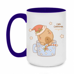 Кружка двухцветная 420ml Capy Christmas! Спокойный капибара в чашке - FATLINE Кружка двухцветная 420ml Capy Christmas! Спокойный капибара в чашке
