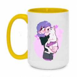 Кружка двухцветная 420ml Эмити с котом - FATLINE Кружка двухцветная 420ml Эмити с котом