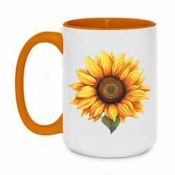 Кружка двухцветная 420ml Красивый подсолнух - FATLINE Кружка двухцветная 420ml Красивый подсолнух