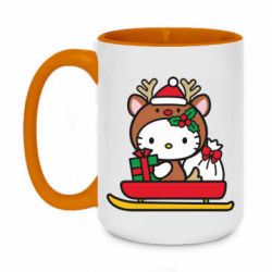 Кружка двухцветная 420ml Китти на санках - FATLINE Кружка двухцветная 420ml Китти на санках