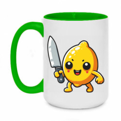 Кружка двухцветная 420ml Лимон с ножом - FATLINE Кружка двухцветная 420ml Лимон с ножом