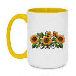 Кружка двоколірна 420ml Імітація вишивки соняшки - FATLINE Кружка двоколірна 420ml Імітація вишивки соняшки