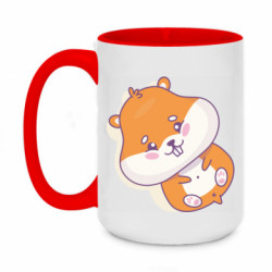Кружка двухцветная 420ml Смешной лежащий на спине хомяк - FATLINE Кружка двухцветная 420ml Смешной лежащий на спине хомяк