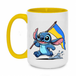 Кружка двухцветная 420ml Стич с украинским флагом - FATLINE Кружка двухцветная 420ml Стич с украинским флагом