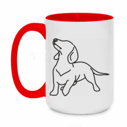 Кружка двухцветная 420ml Такса Минималистичный Арт - FATLINE Кружка двухцветная 420ml Такса Минималистичный Арт