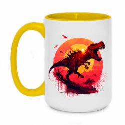 Кружка двоколірна 420ml Тиранозавр на фоні сонця - FATLINE Кружка двоколірна 420ml Тиранозавр на фоні сонця