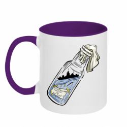 Кружка двухцветная 320ml Бутылка - русский военный корабль