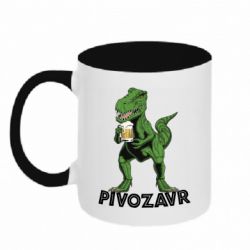 Кружка двухцветная 320ml Динозавр с пивом - FATLINE Кружка двухцветная 320ml Динозавр с пивом