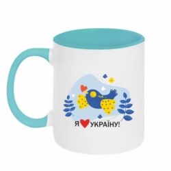 Кружка двухцветная 320ml Птица любит Украину - FATLINE Кружка двухцветная 320ml Птица любит Украину