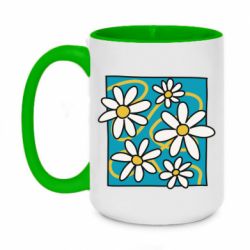 Кружка двухцветная 420ml Ромашки на голубом - FATLINE Кружка двухцветная 420ml Ромашки на голубом