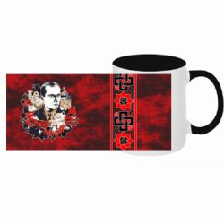 Кружка двоколірна з повною запечаткою Батько наш Бандера Мяу!