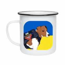 Кружка емальована Патрон на фоні прапор - FATLINE Кружка емальована Патрон на фоні прапор