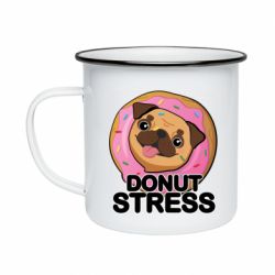 Кружка эмалированная Мопс заедает стресс - FATLINE Кружка эмалированная Мопс заедает стресс