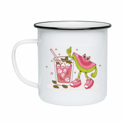 Кружка эмалированная Розовая Гуава с освежающим коктейлем - FATLINE Кружка эмалированная Розовая Гуава с освежающим коктейлем