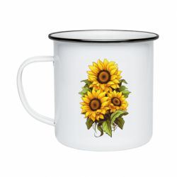 Кружка эмалированная три подсолнуха - FATLINE Кружка эмалированная три подсолнуха