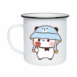 Кружка емальована Ведмедик з квіточкою - FATLINE Кружка емальована Ведмедик з квіточкою