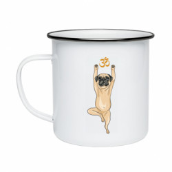 Кружка эмалированная йога мопс в позе дерева - FATLINE Кружка эмалированная йога мопс в позе дерева