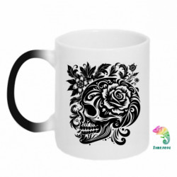 Кружка-хамелеон черепа и розы - FATLINE Кружка-хамелеон черепа и розы