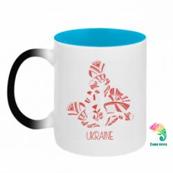 Кружка-хамелеон двухцветная Українські орнаменті квіти - FATLINE Кружка-хамелеон двухцветная Українські орнаменті квіти