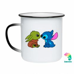 Кружка-хамелеон эмалированная Baby Yoda And Stitch - FATLINE Кружка-хамелеон эмалированная Baby Yoda And Stitch