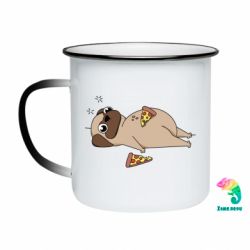 Кружка-хамелеон эмалированная Pug loves pizza - FATLINE Кружка-хамелеон эмалированная Pug loves pizza