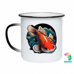 Кружка-хамелеон эмалированная Красная рыба и волны арт - FATLINE Кружка-хамелеон эмалированная Красная рыба и волны арт