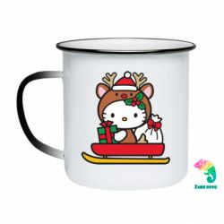 Кружка-хамелеон эмалированная Китти на санках - FATLINE Кружка-хамелеон эмалированная Китти на санках