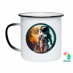 Кружка-хамелеон эмалированная Космонавт на фоне луны - FATLINE Кружка-хамелеон эмалированная Космонавт на фоне луны