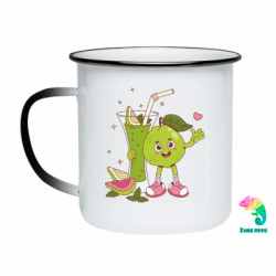 Кружка-хамелеон эмалированная Гуава персонаж с зеленым коктейлем - FATLINE Кружка-хамелеон эмалированная Гуава персонаж с зеленым коктейлем